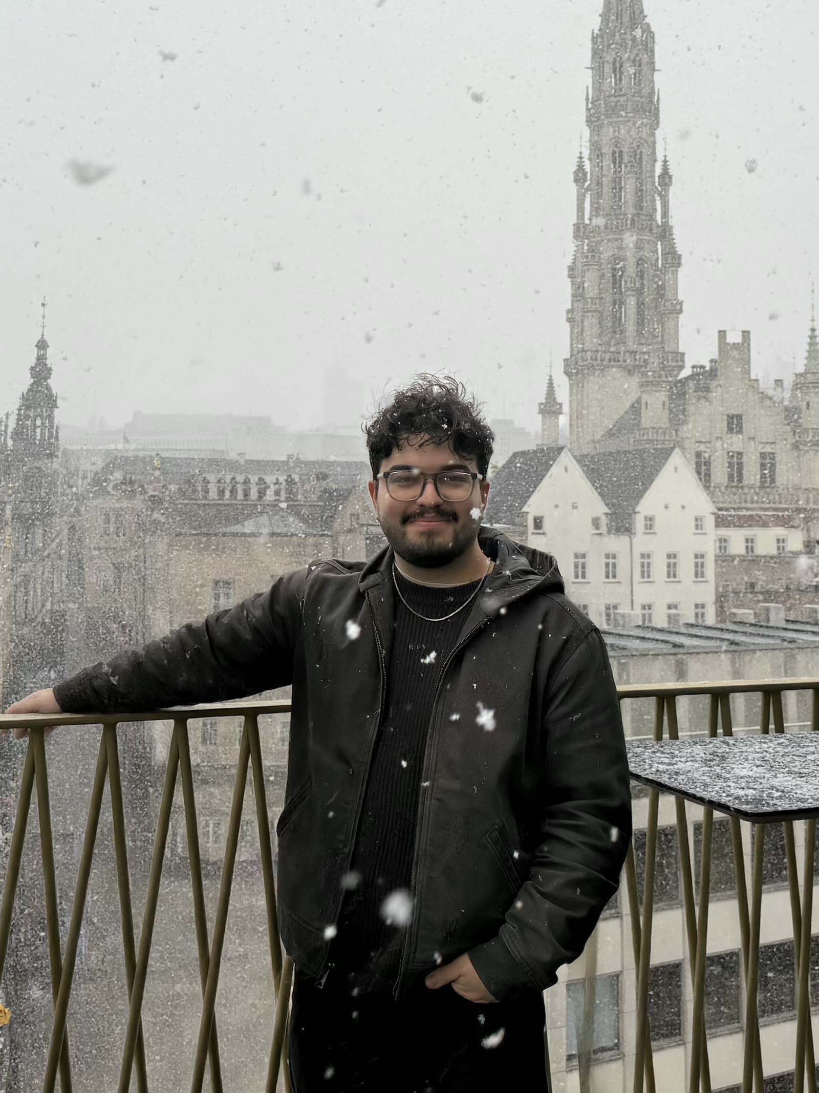 Haktan Dongel standing outside in the snow